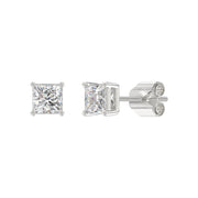LADIES STUD EARRINGS 2CT PRINCESS DIAMOND 14K GOLD