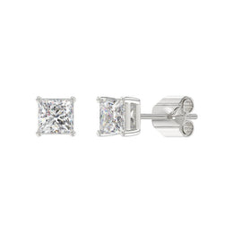 LADIES STUD EARRINGS 2CT PRINCESS DIAMOND 14K GOLD