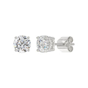 LADIES STUD EARRINGS 2CT ROUND DIAMOND 14K GOLD