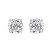 LADIES STUD EARRINGS 2CT ROUND DIAMOND 14K GOLD