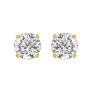LADIES STUD EARRINGS 2CT ROUND DIAMOND 14K GOLD