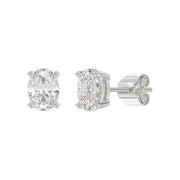 LADIES STUD EARRINGS 3CT OVAL DIAMOND 14K GOLD