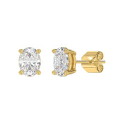 LADIES STUD EARRINGS 3CT OVAL DIAMOND 14K GOLD