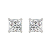LADIES STUD EARRINGS 3CT PRINCESS DIAMOND 14K GOLD