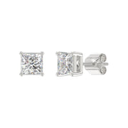 LADIES STUD EARRINGS 3CT PRINCESS DIAMOND 14K GOLD