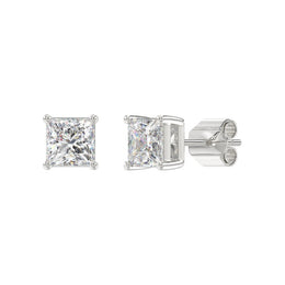 LADIES STUD EARRINGS 3CT PRINCESS DIAMOND 14K GOLD