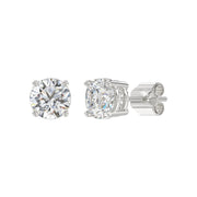 LADIES STUD EARRINGS 3CT ROUND DIAMOND 14K GOLD