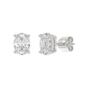 LADIES STUD EARRINGS 4CT OVAL DIAMOND 14K GOLD