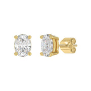 LADIES STUD EARRINGS 4CT OVAL DIAMOND 14K GOLD