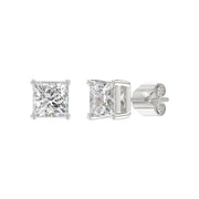 LADIES STUD EARRINGS 4CT PRINCESS DIAMOND 14K GOLD