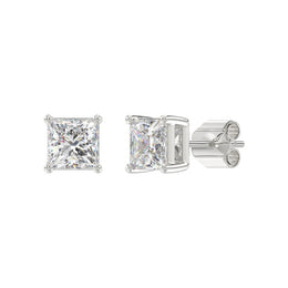 LADIES STUD EARRINGS 4CT PRINCESS DIAMOND 14K GOLD