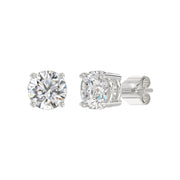 LADIES STUD EARRINGS 4CT ROUND DIAMOND 14K GOLD