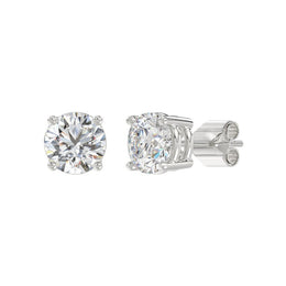 LADIES STUD EARRINGS 4CT ROUND DIAMOND 14K GOLD