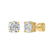 LADIES STUD EARRINGS 4CT ROUND DIAMOND 14K GOLD