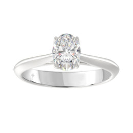 LADIES SOLITAIRE RING 1CT OVAL DIAMOND 14K GOLD