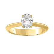 LADIES SOLITAIRE RING 1CT OVAL DIAMOND 14K GOLD