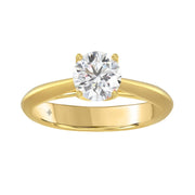 LADIES SOLITAIRE RING 1CT ROUND DIAMOND 14K GOLD
